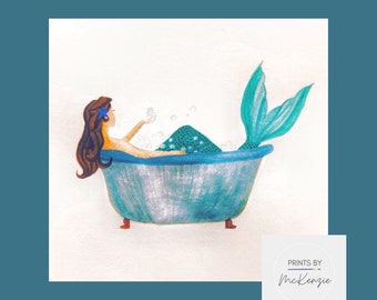 Bathing Mermaid Print