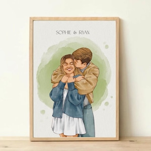 Watercolor Portrait from Photo, Couple Portrait, Anniversary Gift, Custom Family Gift, Hand Drawn Watercolor Custom Portrait, Wall Art