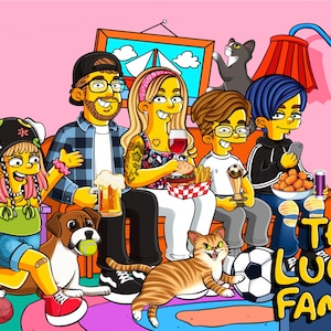 Personalized Simpsons Family Portrait Illustration - Custom Couple Portrait Caricature - Digital Drawing from Photo - Custom Birthday Gift