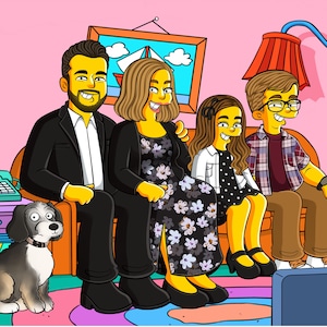 Simpsons Portrait from Photo, Simpsons Family Portrait, Simpson Couple Portrait, Personalized Gift, Yellow Character, Wall Art