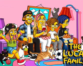 Personalized Family Simpsons Portrait, Custom Simpsons Portrait, Fathers Day Gift, Cartoon Portrait, Simpsons Gift, Family Simpsons Portrait