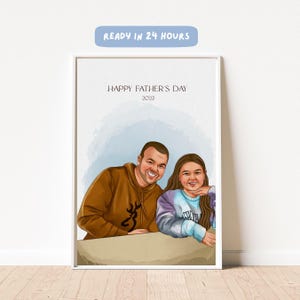 Ritratto personalizzato da foto, dipinto ad acquerello da foto, regalo personalizzato per papà, regalo per anniversario di matrimonio, ritratto ad acquerello personalizzato