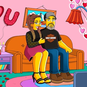Lustiges Paar Portrait im Cartoon Stil, die Karikatur vom Foto, Einzigartiges Geschenk für Sie oder Ihn, digitale Kunst für Geburtstag oder Jahrestag