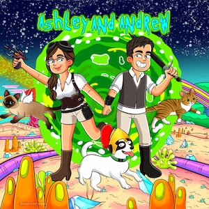 Individuell angefertigtes Portrait von R & M, Rick and Morty Portrait, Geschenk für Sie, Vatertagsgeschenk, R&M Portrait, Geschenk für Ihn