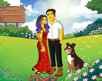 Personalized Simpsons portrait, Custom Simpsons gift, Family Simpsons portrait, Couple Simpsons Portrait for Valentines Day Gift