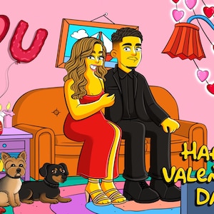 Personalized Couple Simpsons Portrait, Custom Valentine's Gift, Gift for him, Gift for her, Simpsons Family Portrait, Simpsons Art