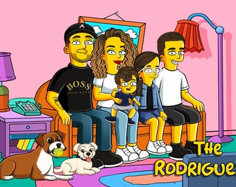 Custom Simpsons Family Portrait from Photo, Personalized Father's Day Gift (Digital File)
