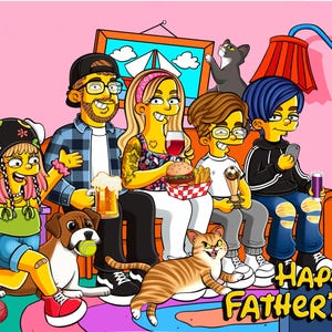 Personalisierte SIMPSONS Familienportrait, personalisierte SIMPSONS Portrait, SIMPSONS Geschenk, Familie SIMPSONS Portrait, Benutzerdefinierte SIMPSONS Portrait