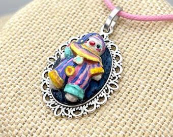 Pastel Clown Necklace (Hand-Painted & Sculpted)