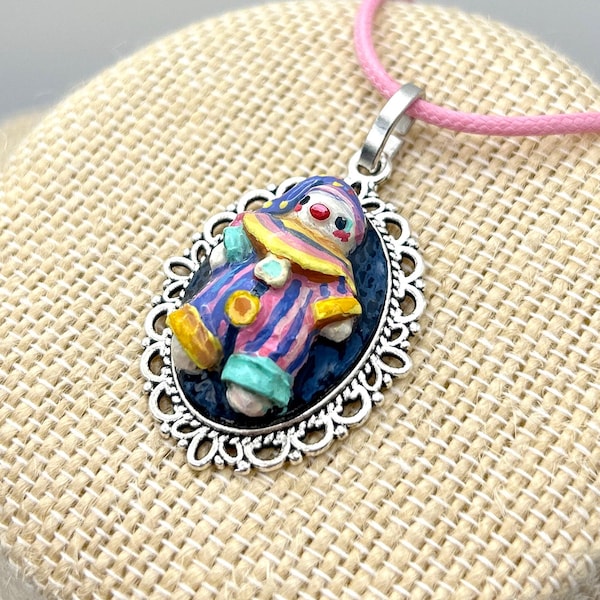 Pastel Clown Necklace (Hand-Painted & Sculpted)