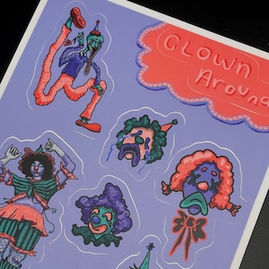 Folha de adesivos de vinil Clown Around