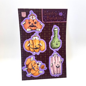 Halloween Sticker Sheet Pumpkins Waterproof Vinyl 4x6 in