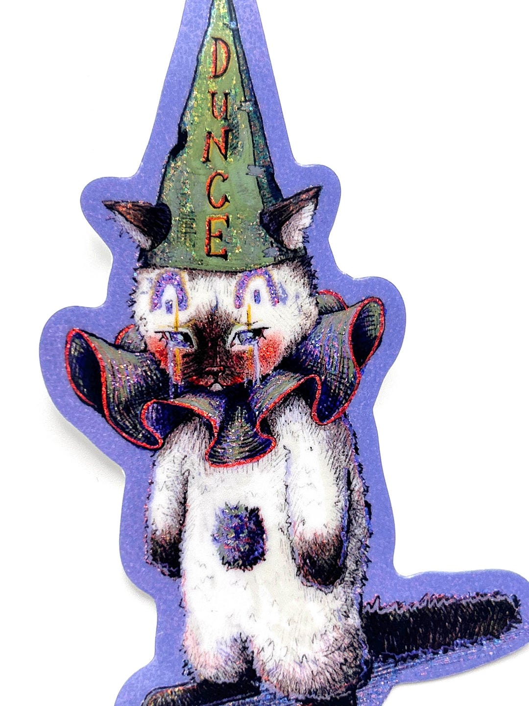Dunce Sticker Dunce Cat Clown Sticker: Sparkly Waterproof Vinyl (3inx4.5in) - Etsy