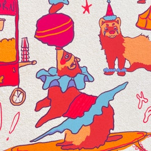 Circus Clown Ferrets Illustration Print