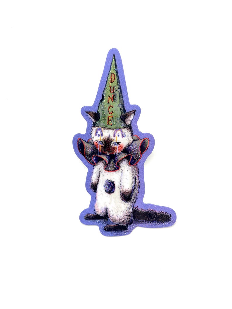Dunce Sticker Dunce Cat Clown Sticker: Sparkly Waterproof Vinyl (3inx4.5in) - Etsy