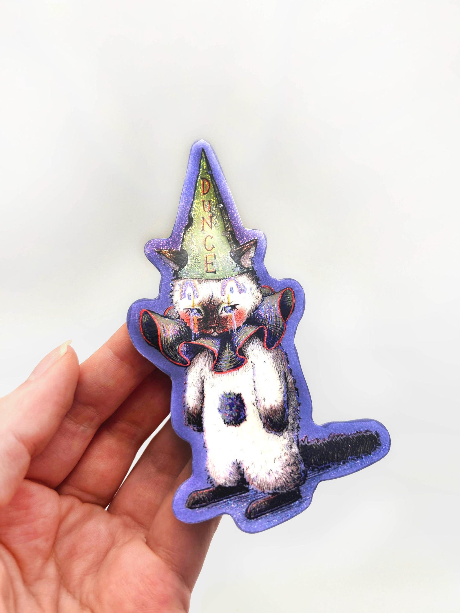 Dunce Sticker Dunce Cat Clown Sticker: Sparkly Waterproof Vinyl (3inx4.5in) - Etsy