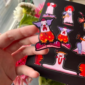 Halloween Ghost Clowns Vinyl Sticker Sheet (Waterproof/UV Resistant)