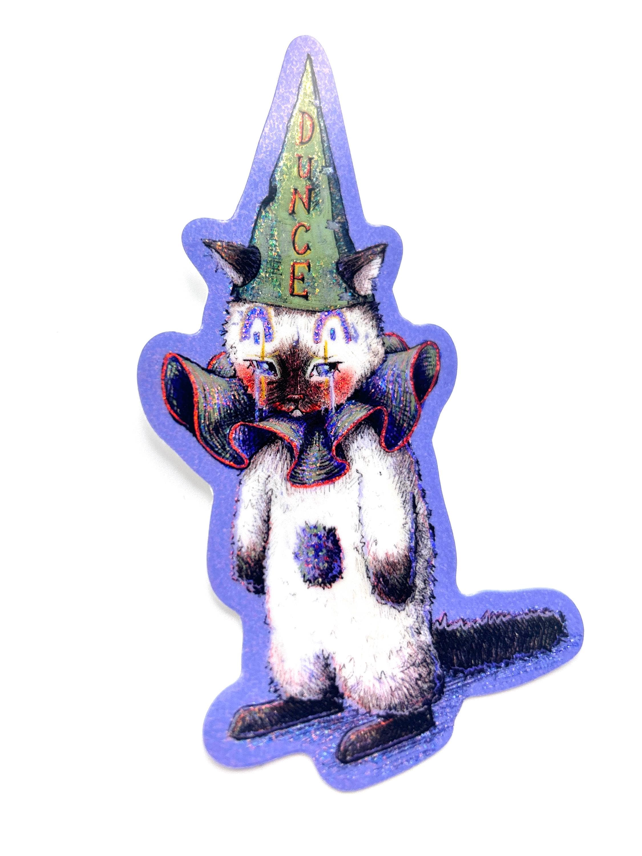 Dunce Sticker Dunce Cat Clown Sticker: Sparkly Waterproof Vinyl (3inx4.5in) - Etsy