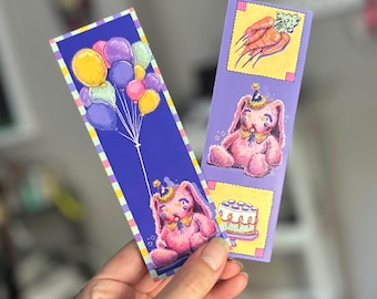 Clown Bunny Bookmark 2x6in