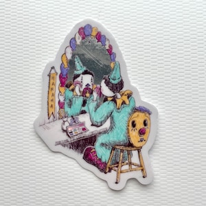 Sticker (Waterproof Vinyl) Makeup Clown Sticker (Mirror effect) 3x3.5in