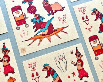 Circus Clown Ferret Sticker Sheet (Waterproof Vinyl)