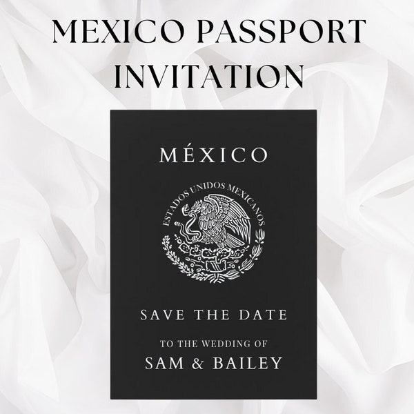 Passport Invitation, Destination Wedding Invitation, Passport Save The Date, Mexico Wedding, Wedding Invitation, Save The Date, Template
