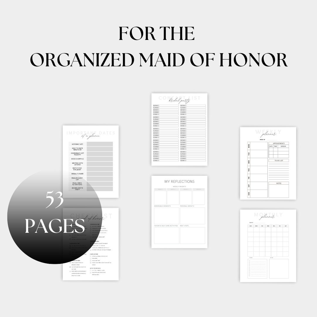 Maid of Honor Planner, Ultimate Planner, Digital Maid of Honor Planner ...