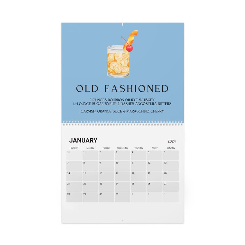 2024 Cocktail Calendar, 2024 Calendar, Drink Calendar, Cocktail