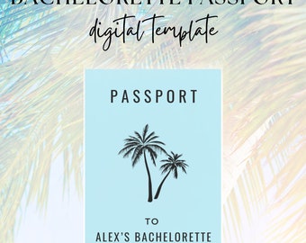 Passport Invitation, Bachelorette Passport, Tropical Bachelorette, Passport Template, Digital Template, Bachelorette, Destination Bach Trip