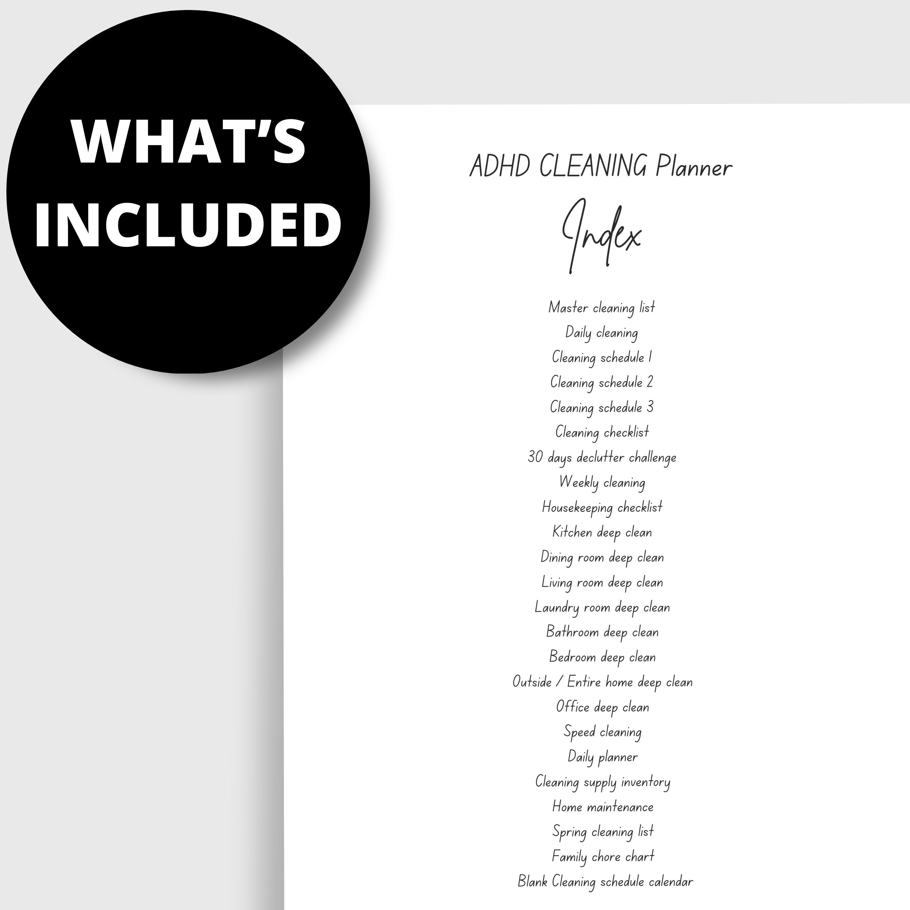 ADHD Cleaning Checklist, Digital Cleaning Checklist, Digital Cleaning ...
