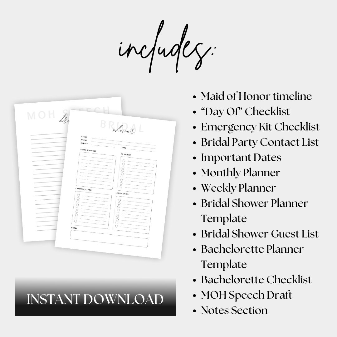 Maid of Honor Planner, Ultimate Planner, Digital Maid of Honor Planner ...