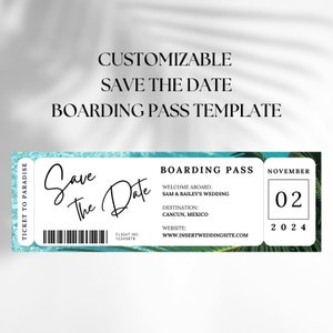 Boarding Pass Save the Date, Tropical Save the Date, Destination Wedding, Digital Boarding Pass, Save the Date, Tropical Wedding