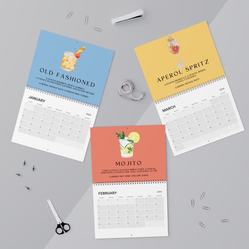 2024 Cocktail Calendar, 2024 Calendar, Drink Calendar, Cocktail