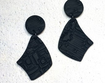 Black Earrings / Statement Black Earrings / Designer Black Earrings / Titanium Post Earrings / Polymer Clay Earrings