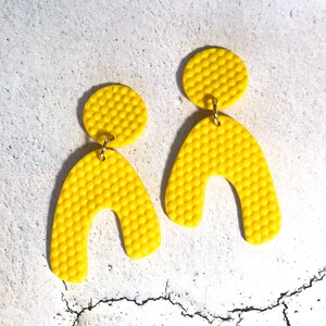 Yellow Earrings / Yellow Studs / Statement Yellow Earrings / Buttery Yellow Earrings / Designer Yellow Earrings / Polymer Clay Earrings
