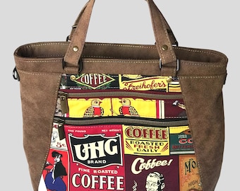 Brown Suede Look Faux Leather Bag / Brown Pleather Coffee Bag / Statement Designer Faux Leather Handbag / Brown Suede Vinyl Handbag