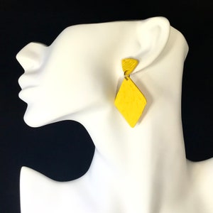Yellow Earrings / Designer Earrings / Statement Earrings / Big Earrings / Dangle Earrings / Titanium Earrings / Polymer Clay Earrings