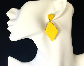 Yellow Earrings / Designer Earrings / Statement Earrings / Big Earrings / Dangle Earrings / Titanium Earrings / Polymer Clay Earrings