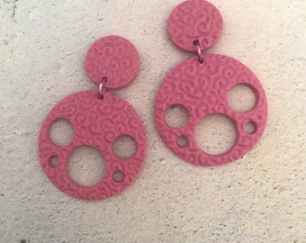 Pink Earrings/Dusty Pink Earrings/Mushroom Pink Earrings/Statement Earrings/Titanium Post Earrings/Polymer Clay Earrings