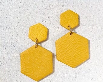 Yellow Earrings / Yellow Stud Earrings / Sunshine Yellow Earrings / Titanium Earrings / Statement Earrings / Polymer Clay Earrings