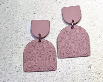 Dusty Pink Earrings / Rose Pink Earrings / Dark Blush Earrings / Statement Earrings / Designer Earrings / Titanium Posts / Polymer Clay