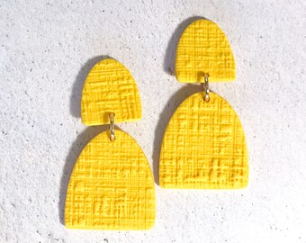 Yellow Earrings / Yellow Studs / Statement Yellow Earrings / Designer Earrings / Titanium Post Earrings / Polymer Clay Earrings