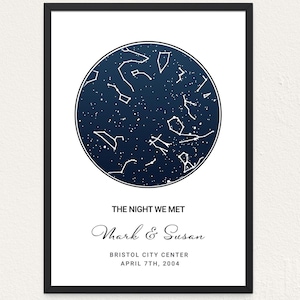 Custom star map wall art, personalized star map wall art, the night we met, the night we got married, night sky constellation wall art