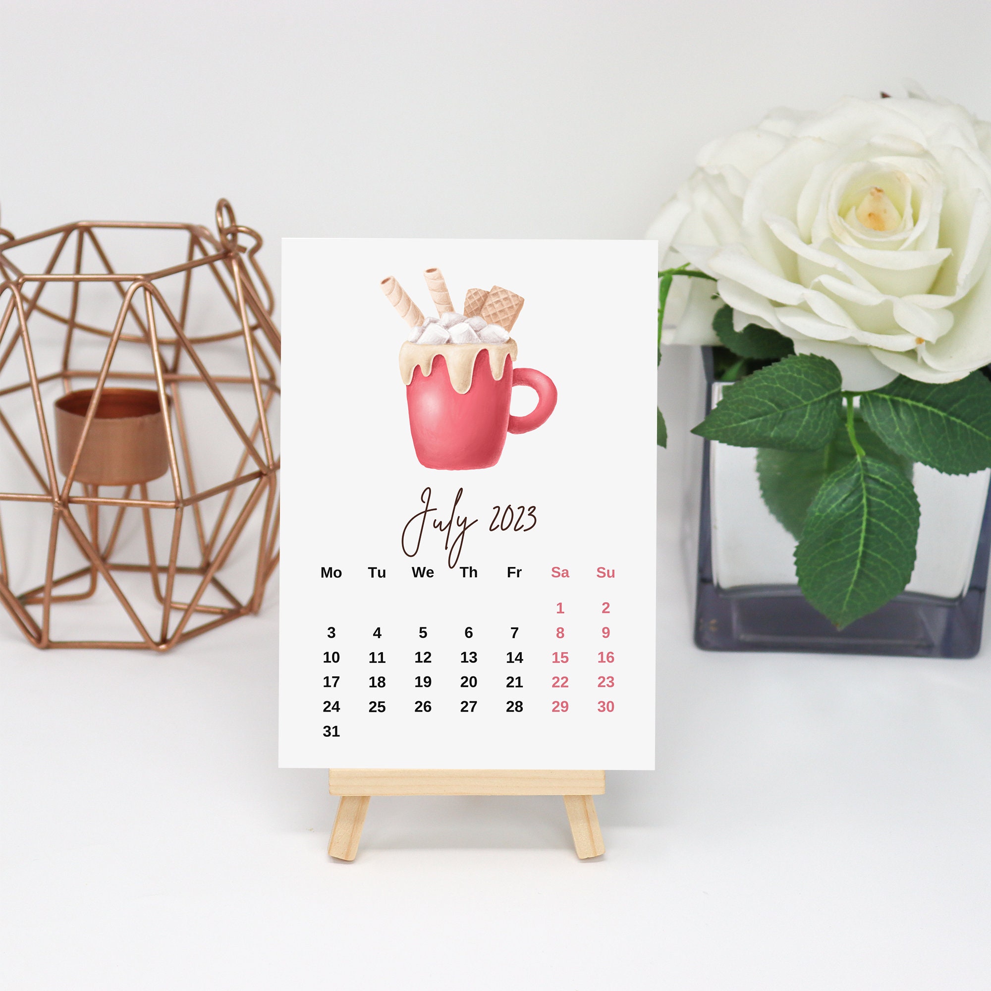 2023 Mini Desk Calendar With Easel Sweet Treats Illustrated Etsy UK