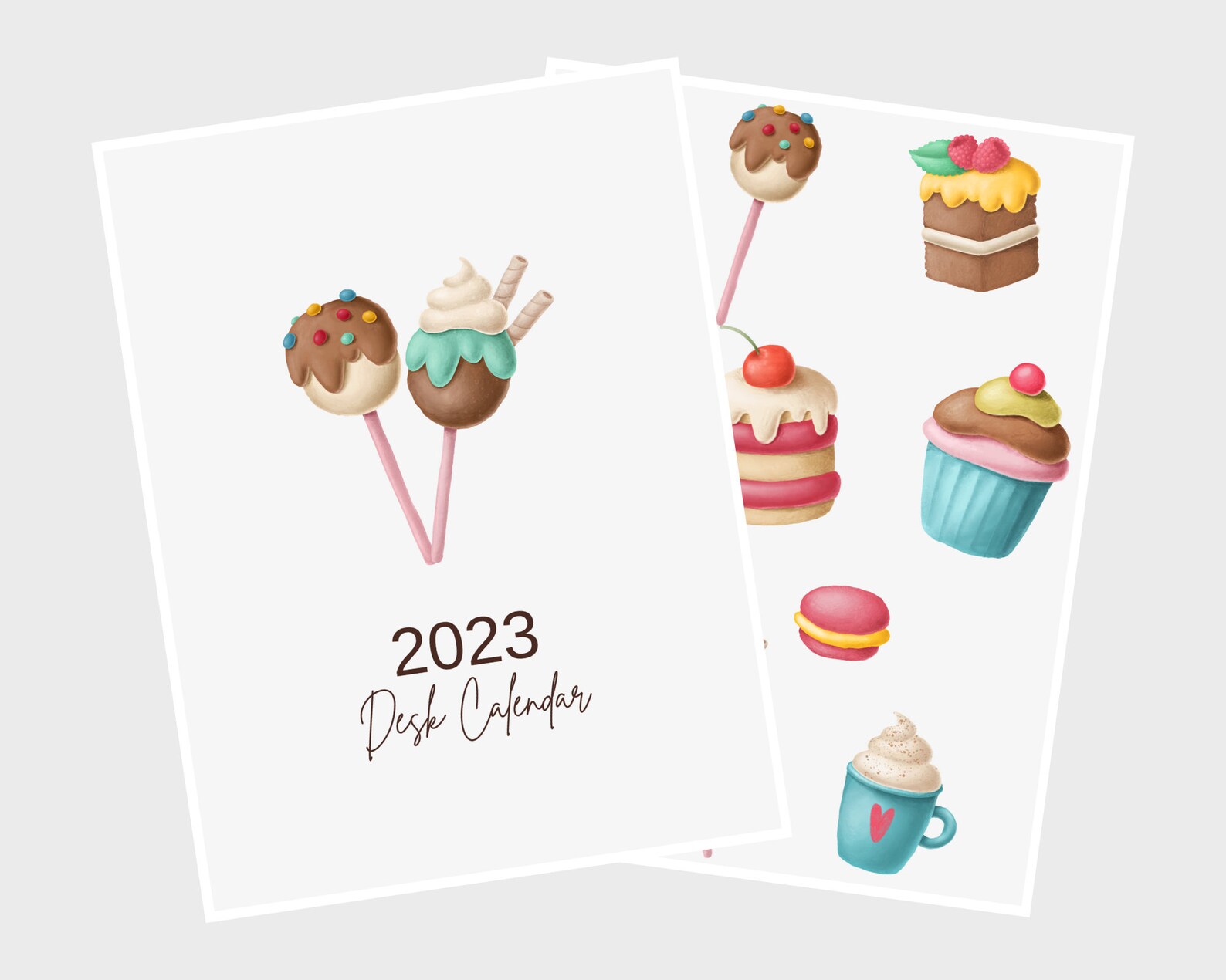 2023 Mini Desk Calendar With Easel Sweet Treats Illustrated Etsy UK