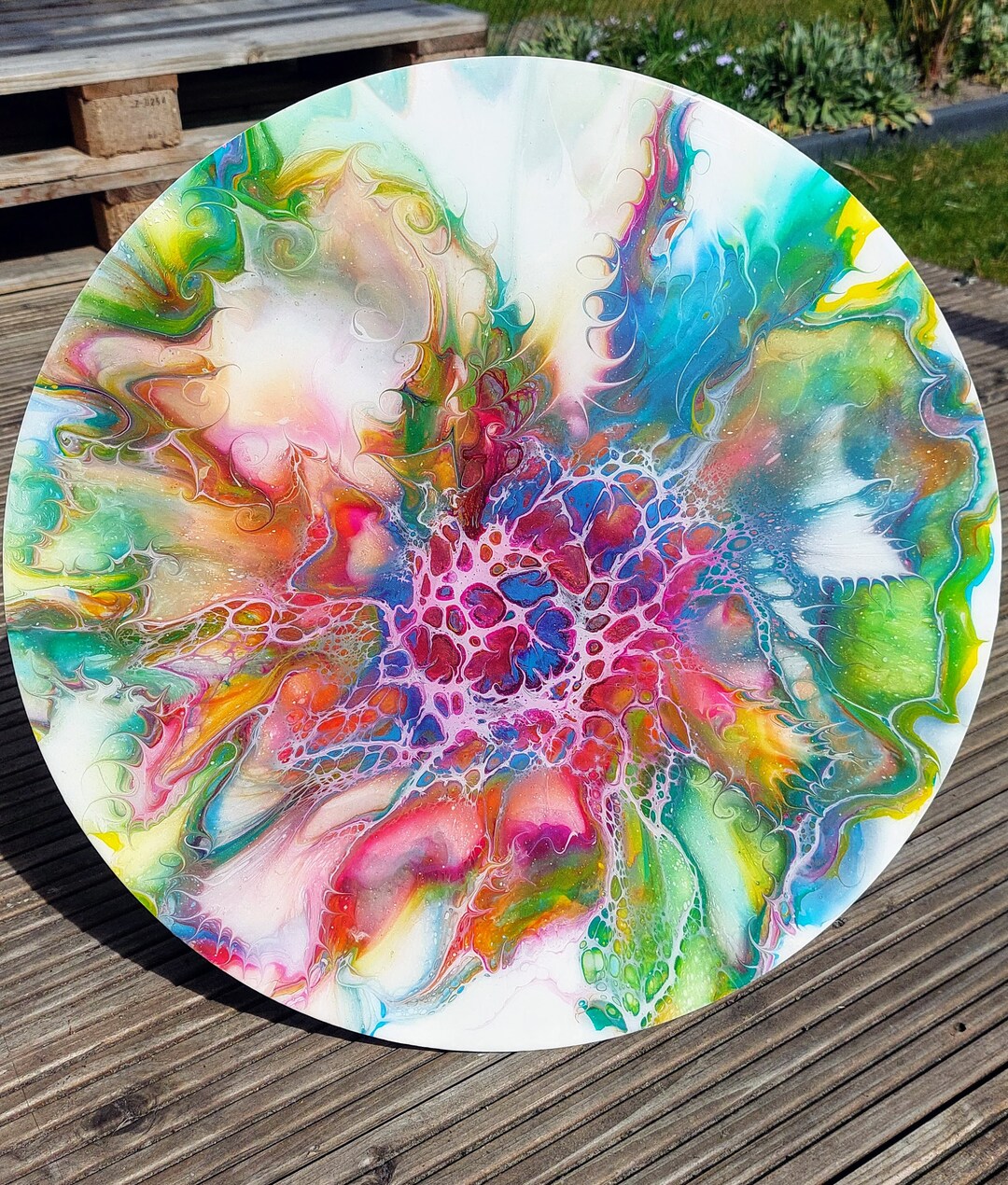 Round Wall Decoration Flower and Leaves Etsy