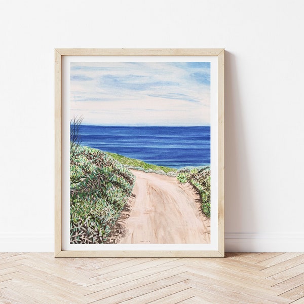 Beach Track, Three Bears Yallingup Coast, Western Australia, Hand Painted, Surf Décor, Nature Print