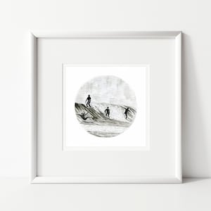 Ocean Waves Surf Print, Yallingup Coast Western Australia, Surfista en blanco y negro, Fine Art Print,