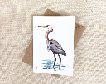 Great Blue Heron notecard, blank inside