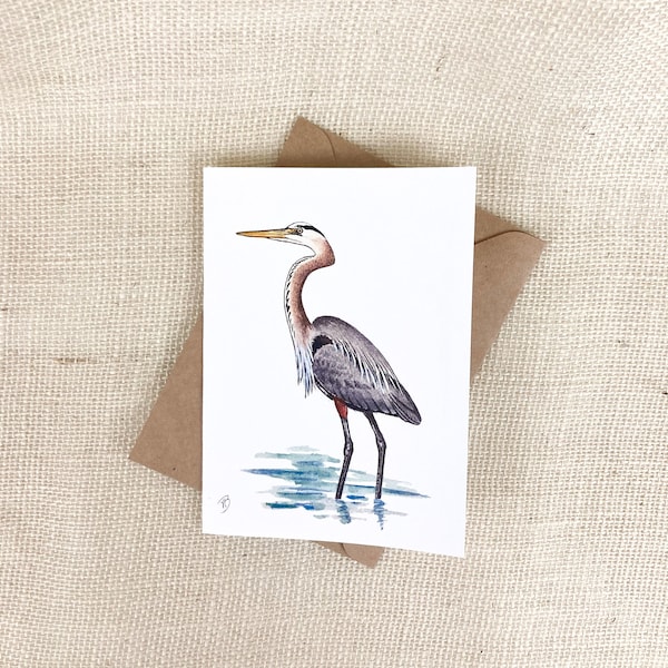 Great Blue Heron notecard, blank inside